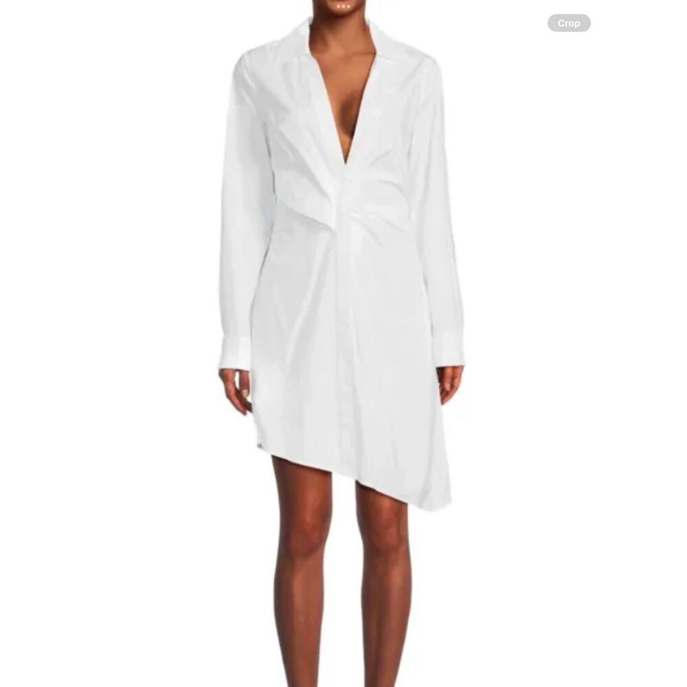 Off White Virgil Abloh Poplin Twist Mini Shirt Dress White Asym Sz 36 NEW $1,219